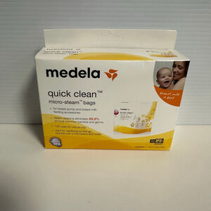 Medela Quick Clean Micro-Steam Bags for Breast Pump Accessories - White/Yellow
